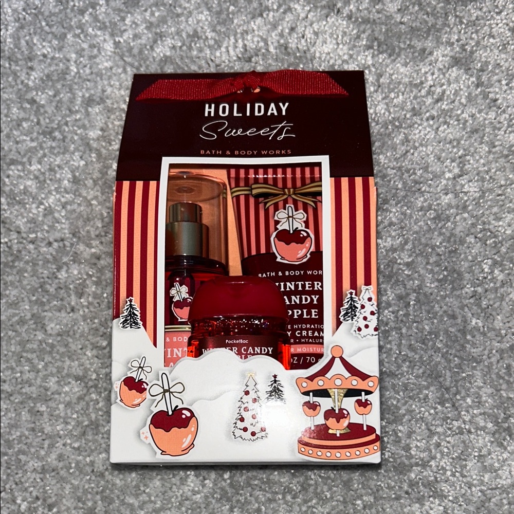 Brand New Bath & Body Works Winter Candy Apple Gift Set - Red